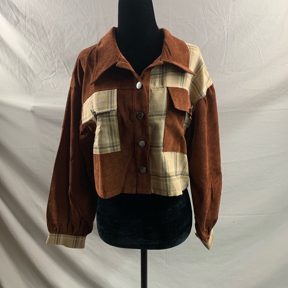 Plaid Crop Corduroy Jacket - Picture 6 of 6